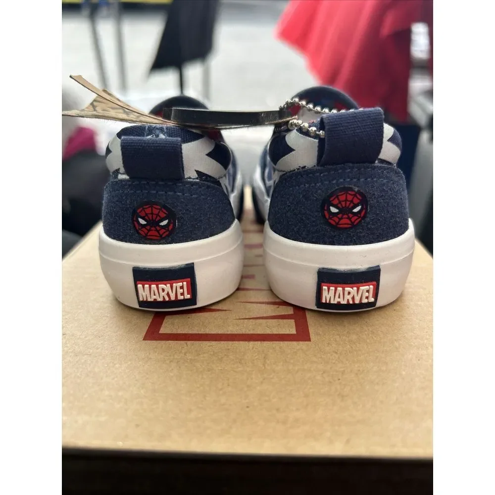 Marvel Spider-Man Slip On Sneakers‎ Size 5C NEW In Box, GROUND UP Blue/Red